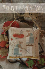 WITH THY NEEDLE "Mice In The Sewing Room" Counted Cross Stitch Pattern, Tomato Pincushion, Needles, Scissors, Pattern Only