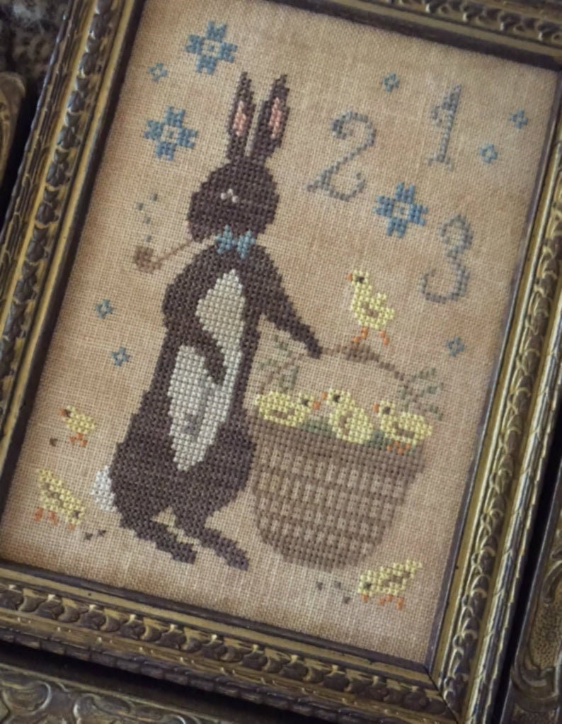 SCATTERED SEED SAMPLERS "Spring Delivery" Counted Cross Stitch Pattern, Easter, Rabbit, Chicks, Pattern Only