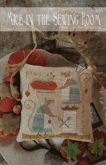 WITH THY NEEDLE "Mice In The Sewing Room" Counted Cross Stitch Pattern, Tomato Pincushion, Needles, Scissors, Pattern Only