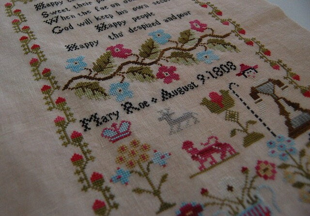 THE SCARLETT HOUSE "Mary Roe 1808" Counted Cross Stitch Pattern, Reproduction Sampler by Tanya Brockmeyer, Paper Pattern