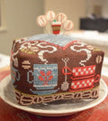 HANDS ON DESIGN "Block Party - J is for Java" Counted Cross Stitch Pattern & Wool (Includes Handcrafted Pin Set Too!), Coffee