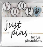 HANDS ON DESIGN "Block Party - Woof" Counted Cross Stitch Pattern & Wool (Includes Handcrafted Pin Set Too!), Dogs, Dog Bone, Paw Print