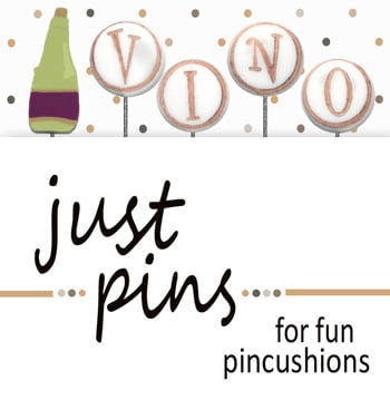 HANDS ON DESIGN "Block Party - Vino" Counted Cross Stitch Pattern & Felt Wool (Includes Handcrafted Pin Set Too!)