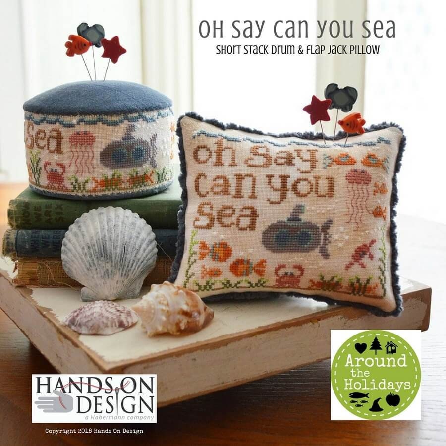 HANDS ON DESIGN "Oh Say Can You Sea" Counted Cross Stitch Pattern & Velveteen Included Plus Pin Set Too!