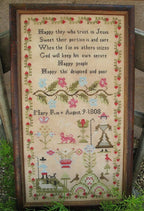 THE SCARLETT HOUSE "Mary Roe 1808" Counted Cross Stitch Pattern, Reproduction Sampler by Tanya Brockmeyer, Paper Pattern