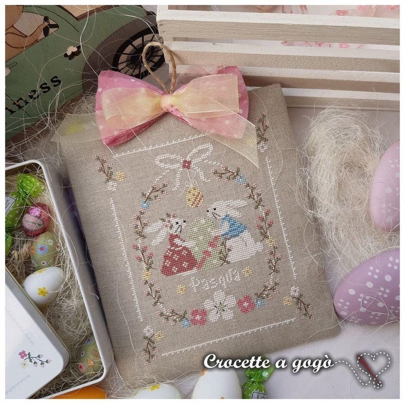 CROCETTE A GOGO "In Love At Easter"  Counted Cross Stitch Pattern  Easter, Easter Egg, Rabbits, Spring, Paper Pattern