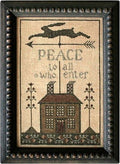 LA~D~DA "Peace House"  Counted Cross Stitch Pattern  Hare, Bunny, Rabbit, Primitive, Peace To All Who Enter, Paper Pattern