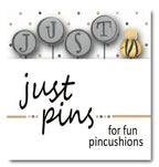 HANDS ON DESIGN "Just Bee:  Bee More" Cross Stitch Pattern & Includes Bee Charm, Chenille Trim and Handmade Just Another Button Co Pin Set