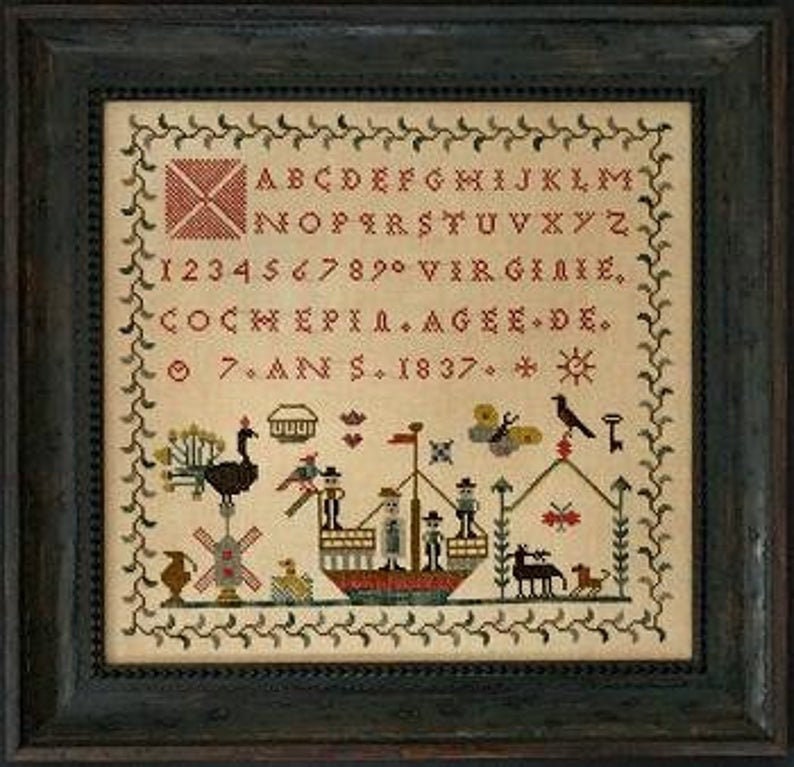 LA~D~DA "Little Virginie 1837" Cross Stitch Pattern, Sampler, Alphabet, 2021 Needleworks Expo, Pattern Only