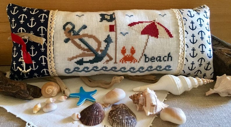 ROVARIS "Anchor Beach" Counted Cross Stitch Pattern! Summer, Beach, Crab, Pattern Only