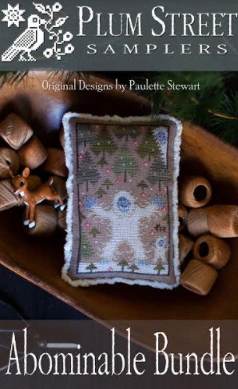 PLUM STREET SAMPLERS "Abominable Bundle"  Counted Cross Stitch Pattern  Snowman, Winter, Paper Pattern
