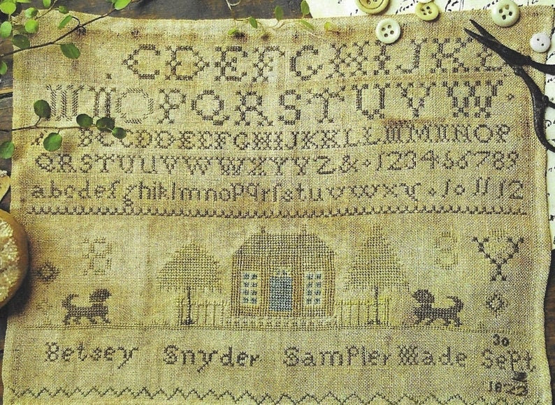 With Thy Needle & Thread "BETSEY SNYDER, 1822" Brenda Gervais, Cross Stitch Pattern, Antique Reproduction, Pattern Only
