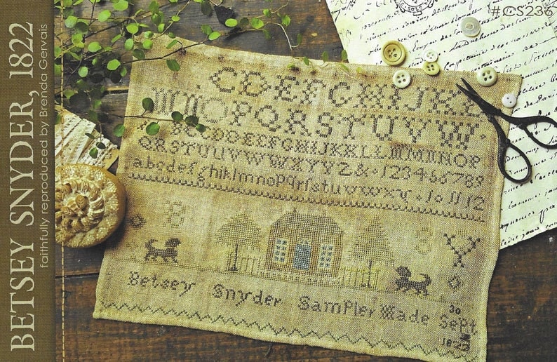 With Thy Needle & Thread "BETSEY SNYDER, 1822" Brenda Gervais, Cross Stitch Pattern, Antique Reproduction, Pattern Only