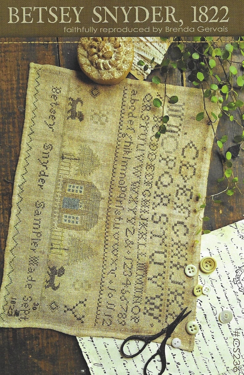 With Thy Needle & Thread "BETSEY SNYDER, 1822" Brenda Gervais, Cross Stitch Pattern, Antique Reproduction, Pattern Only