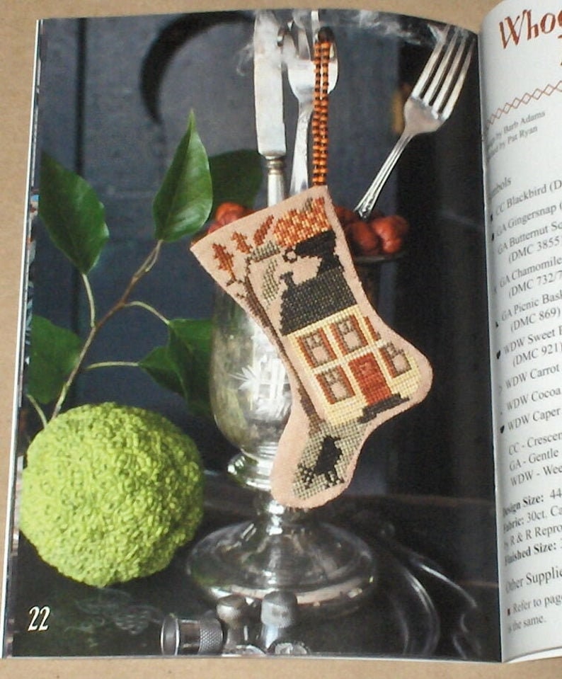 BLACKBIRD DESIGNS "Tis Hallowe'en" (13 Stockings and projects to Stitch) Halloween, Trick or Treat, Spooky, Patterns Only