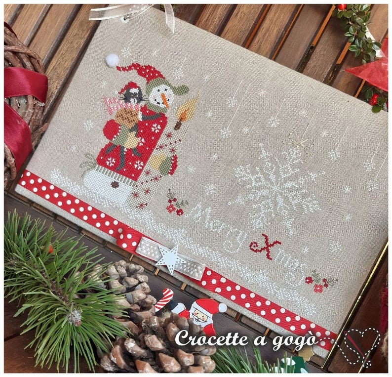 CROCETTE A GOGO "Christmas Friends" Counted Cross Stitch Pattern, Winter, Christmas, Snowman, Noel, Paper Pattern