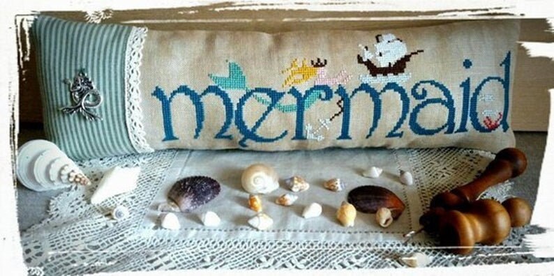 ROVARIS "Mermaid" Counted Cross Stitch Pattern (Includes Silver Mermaid Charm Too!), Summer, Sea, Mermaid, Paper Pattern