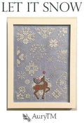 AuryTM "Let it Snow" Counted Cross Stitch Pattern, Reindeer, Winter, Snowflakes, Quaker, Pattern Only