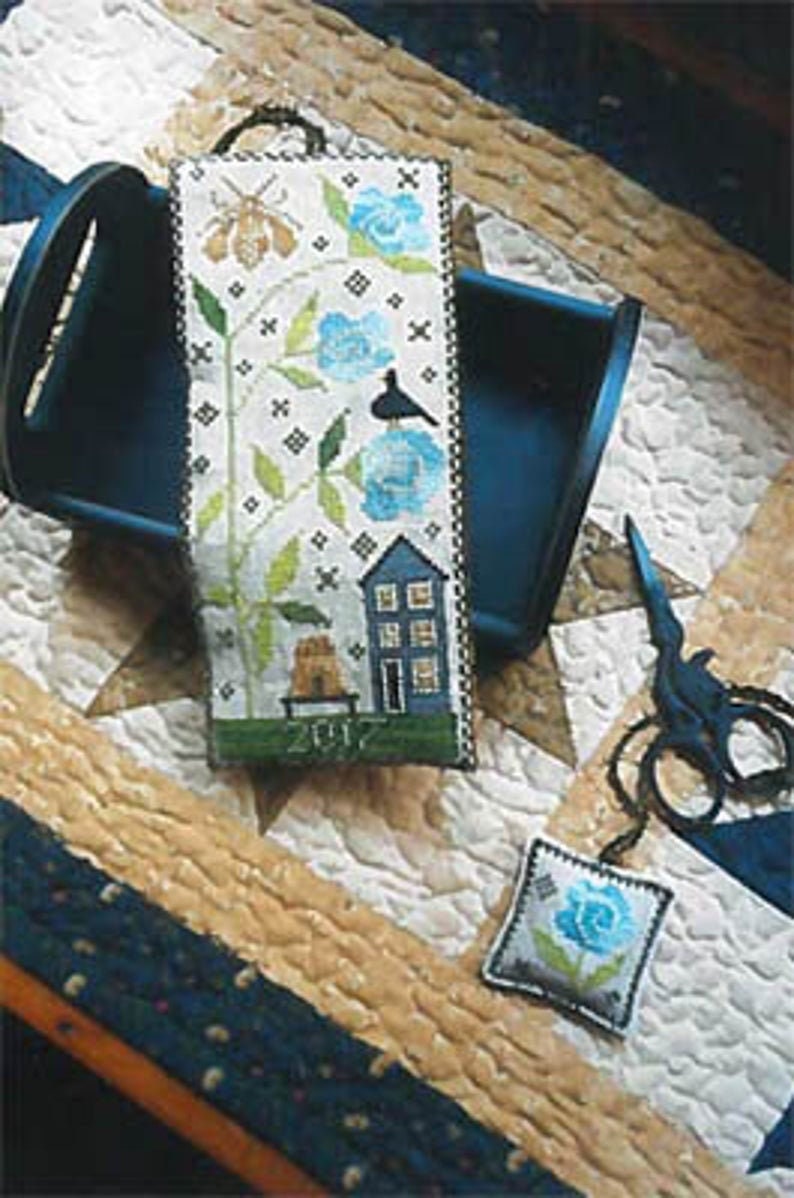 CHESSIE & ME "Let My Examples Shine" Counted Cross Stitch Pattern, Bee, Bee Skep, Crows, Blue Flowers, Pattern Only