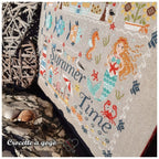CROCETTE A GOGO "Summer Time" Counted Cross Stitch Pattern, Summer Mermaid, Crab, Seahorse, Sea Gulls, Fish, Kingsland Needle Art