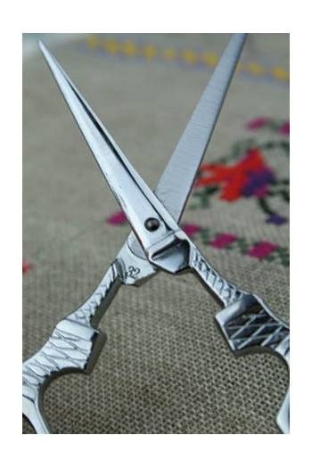 MAISON SAJOU SCISSORS  Eiffel Tower Scissors with Pink Tassel  Handmade in France  Size: 4"  Flowered Box  Kingsland Needle Art