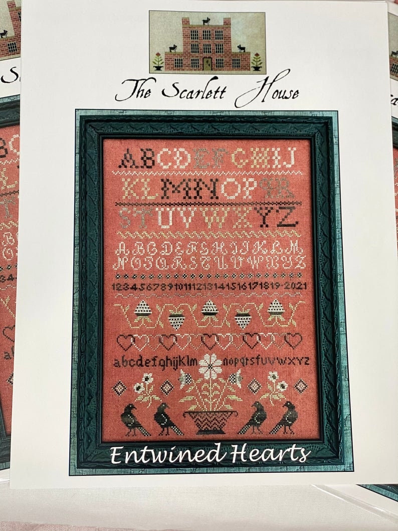THE SCARLETT HOUSE "Entwined Hearts" Counted Cross Stitch Pattern, Autumn, Thanksgiving, Fall, Paper Pattern