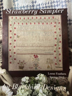 BLACKBIRD DESIGNS " Agnes Platt's Strawberry Sampler"  Loose Feathers - Spring 2013, Counted Cross Stitch Book, 3 Patterns, Pattern Only
