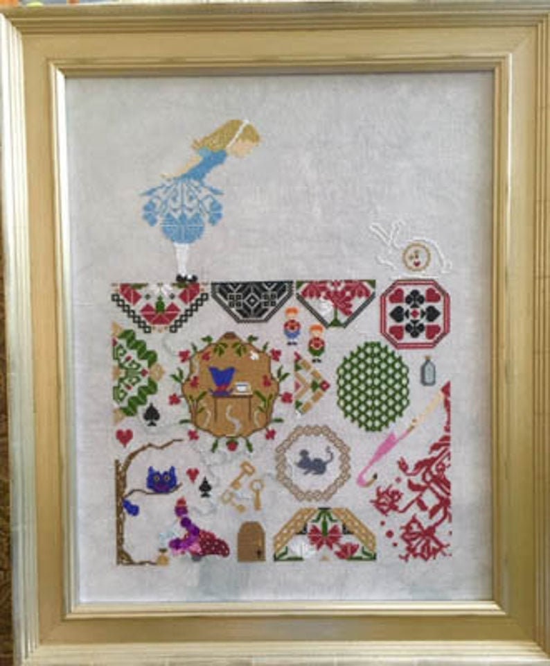 AuryTM Designs "Alice" Counted Cross Stitch Pattern, Alice in Wonderland, Quaker, Pattern Only