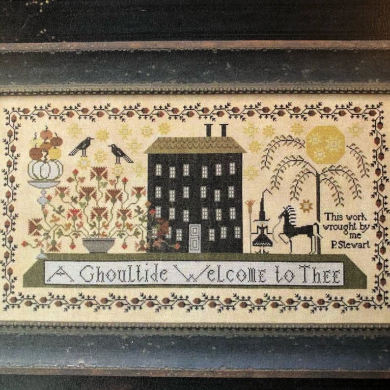 PLUM STREET SAMPLERS "A Ghoultide Welcome"  Counted Cross Stitch Pattern  Sampler, Autumn, Halloween, Paper Pattern