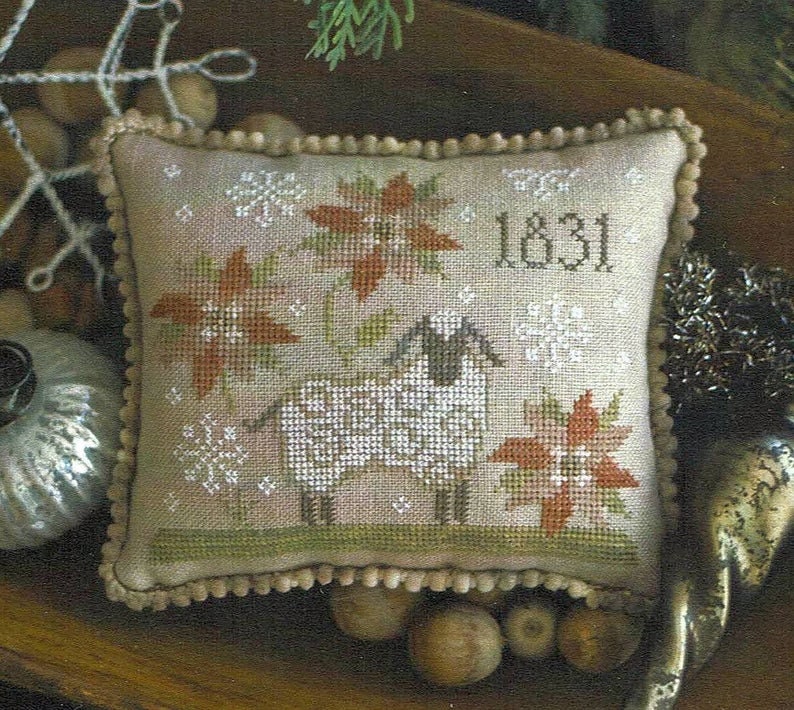 PLUM STREET SAMPLERS "1831 Christmas"  Counted Cross Stitch Pattern  Sheep, Snowflakes, Christmas, Paper Pattern