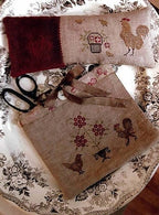 STACY NASH PRIMITIVES "Spotted Chickens Sewing Bag & Pinkeep" Counted Cross Stitch Pattern, Rooster, Pattern Only