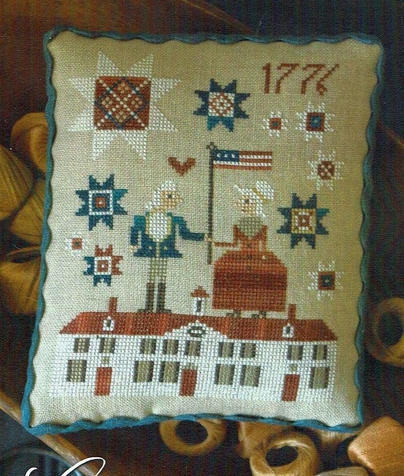 PLUM STREET SAMPLERS "George & Martha"  Counted Cross Stitch Pattern  Eagle, American Flag, 1776, Paper Pattern
