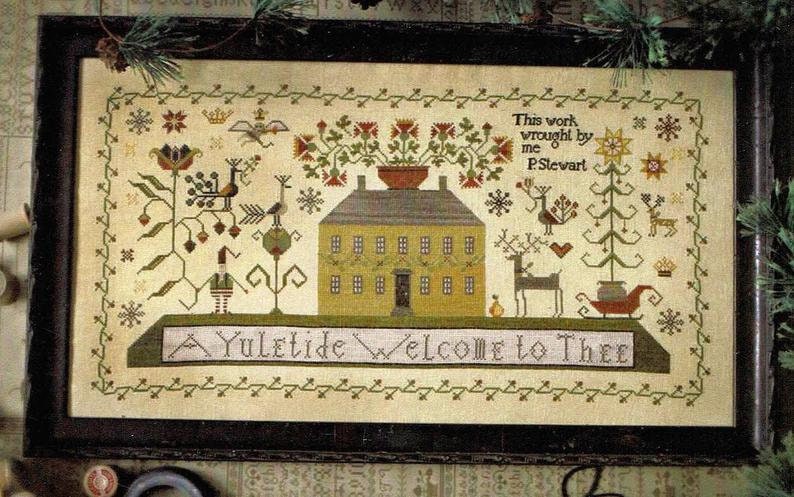 PLUM STREET SAMPLERS "A Yuletide Welcome"  Paulette Stewart  Counted Cross Stitch Pattern  Christmas, Reindeer, Paper Pattern