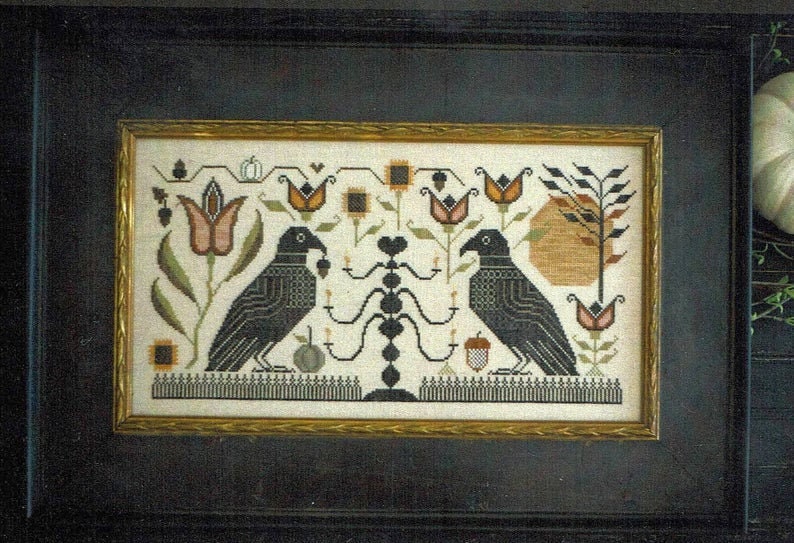 PLUM STREET SAMPLERS "Blackbird Fraktur" Counted Cross Stitch Pattern, Cross Stitch Chart, Pattern Only