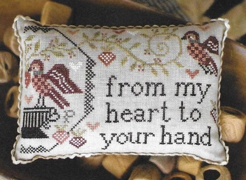 PLUM STREET SAMPLERS "Sewn in Friendship"  Counted Cross Stitch Pattern  Friendship, Birds, Pin-Keep, Paper Pattern