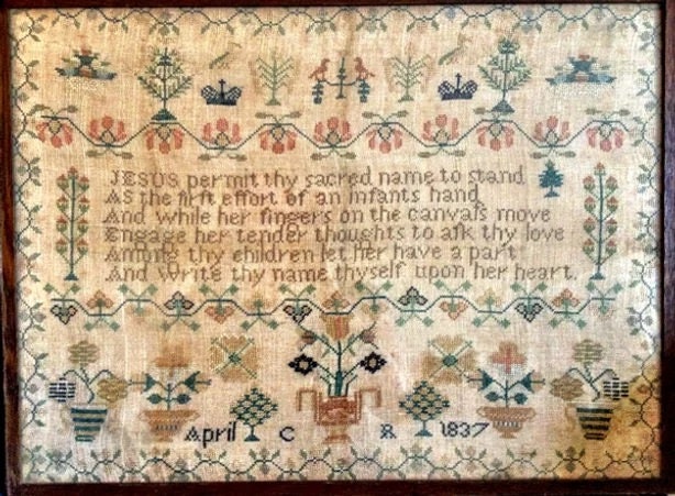PLUM STREET SAMPLERS "1837 Crown Sampler"  Counted Cross Stitch Pattern  Antique Sampler,  Paper Pattern