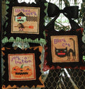 BIRDS OF A FEATHER "Halloween Icons" Counted Cross Stitch Pattern, Black Cat, Wicked Witch, Jack-O-Lantern, Whimsical, Paper Pattern