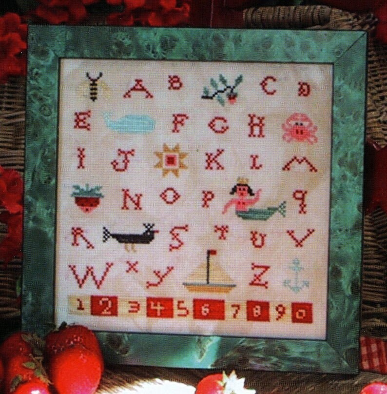 BIRDS OF a FEATHER "Mermaid Sampler" Counted Cross Stitch Pattern, Summer, Alphabet, Pattern Only