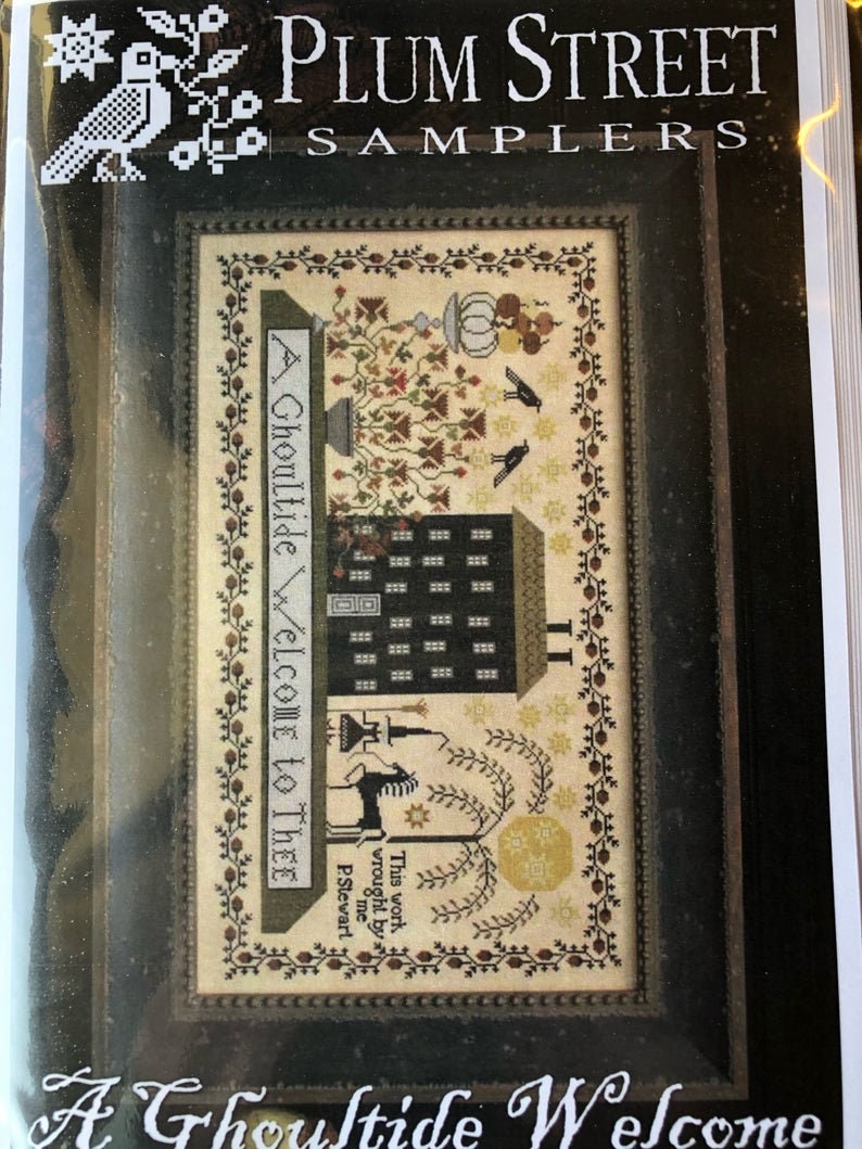 PLUM STREET SAMPLERS "A Ghoultide Welcome"  Counted Cross Stitch Pattern  Sampler, Autumn, Halloween, Paper Pattern