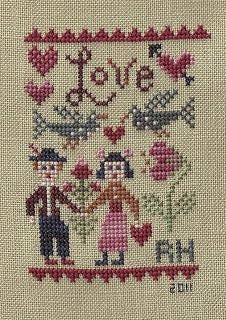 BIRDS OF A FEATHER "Love" Counted Cross Stitch Pattern, Love, Valentine's Day, Paper Pattern