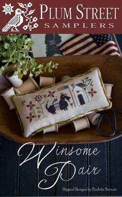 PLUM STREET SAMPLERS "Winsome Pair"  Counted Cross Stitch Pattern  1776, American Flag, Scottie Dog, Eagle, Paper Pattern