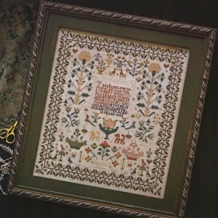 PLUM STREET ANTIQUES "Elizabeth Sarah Oliver 1842" Counted Cross Stitch Pattern, Reproduction, Sampler, Paper Pattern