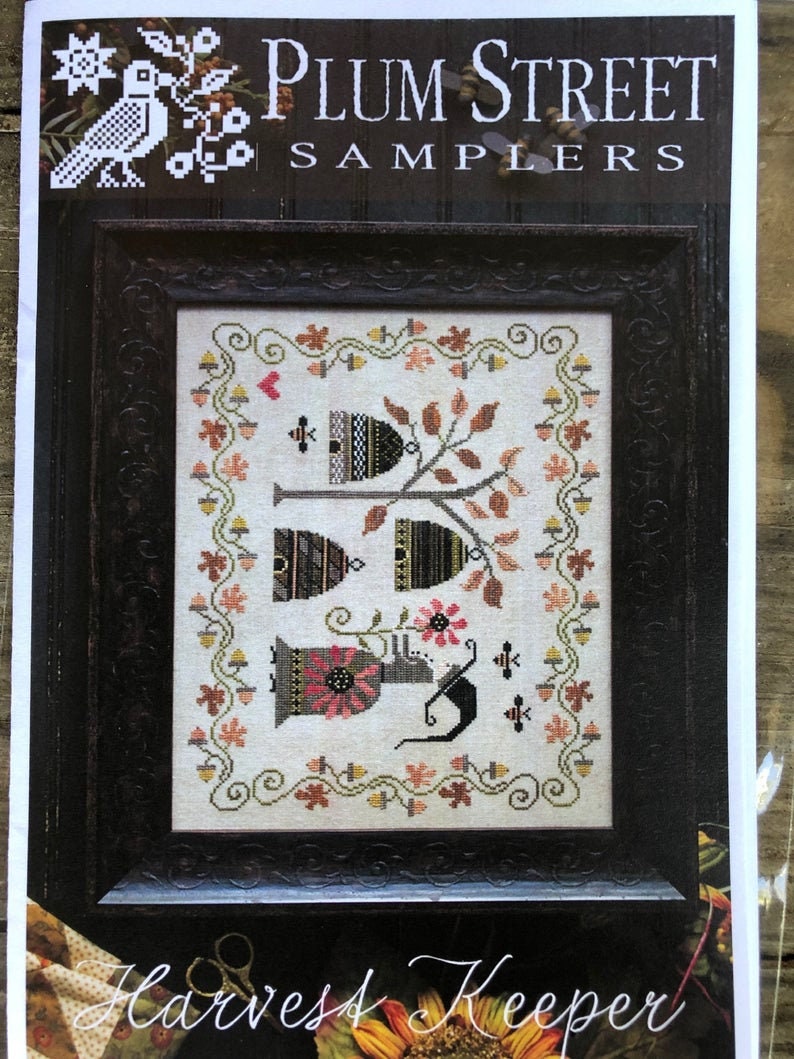 PLUM STREET SAMPLERS "Harvest Keeper"  Counted Cross Stitch Pattern  Witch, Halloween, Autumn, Fall, Paper Pattern