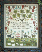 PLUM STREET SAMPLERS "A Thousand Hills"  Counted Cross Stitch Pattern  Sampler, Psalm 50:10-11, Cattle, Sheep, Paper Pattern