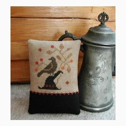 THREADWORK PRIMITIVES "Enchanted Crow", Counted Cross Stitch Pattern, Halloween, Witch Hat, Pattern Only