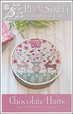 PLUM STREET SAMPLERS "Chocolate Harts"  Counted Cross Stitch Pattern  Shaker Box Sampler, Floral, Flowers, Deer Love, Paper Pattern