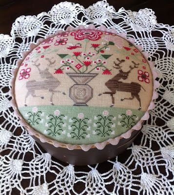 PLUM STREET SAMPLERS "Chocolate Harts"  Counted Cross Stitch Pattern  Shaker Box Sampler, Floral, Flowers, Deer Love, Paper Pattern