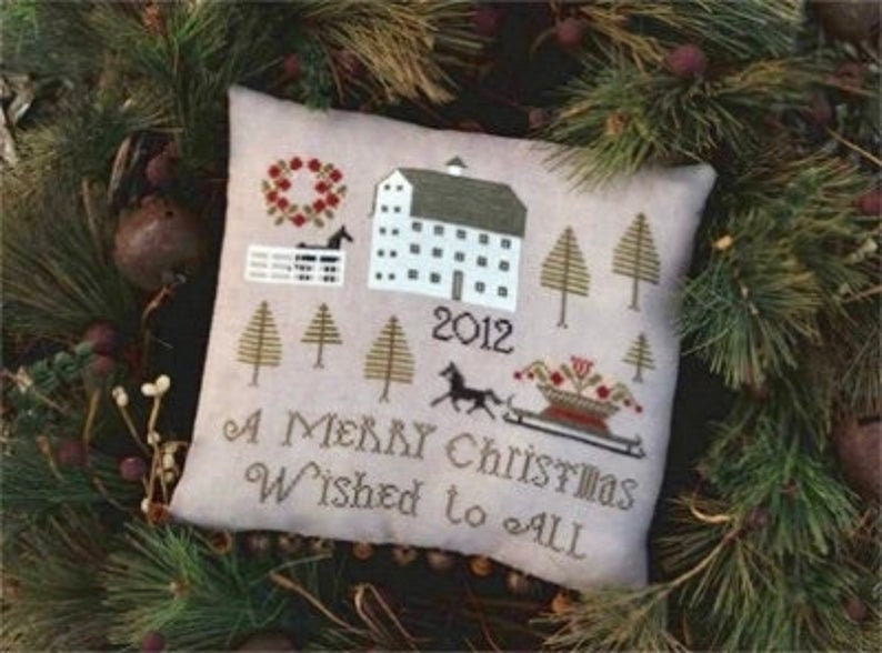 PLUM STREET SAMPLERS "Farmstead Christmas"  Counted Cross Stitch Pattern  Barn, Winter, Christmas, Horses, Paper Pattern