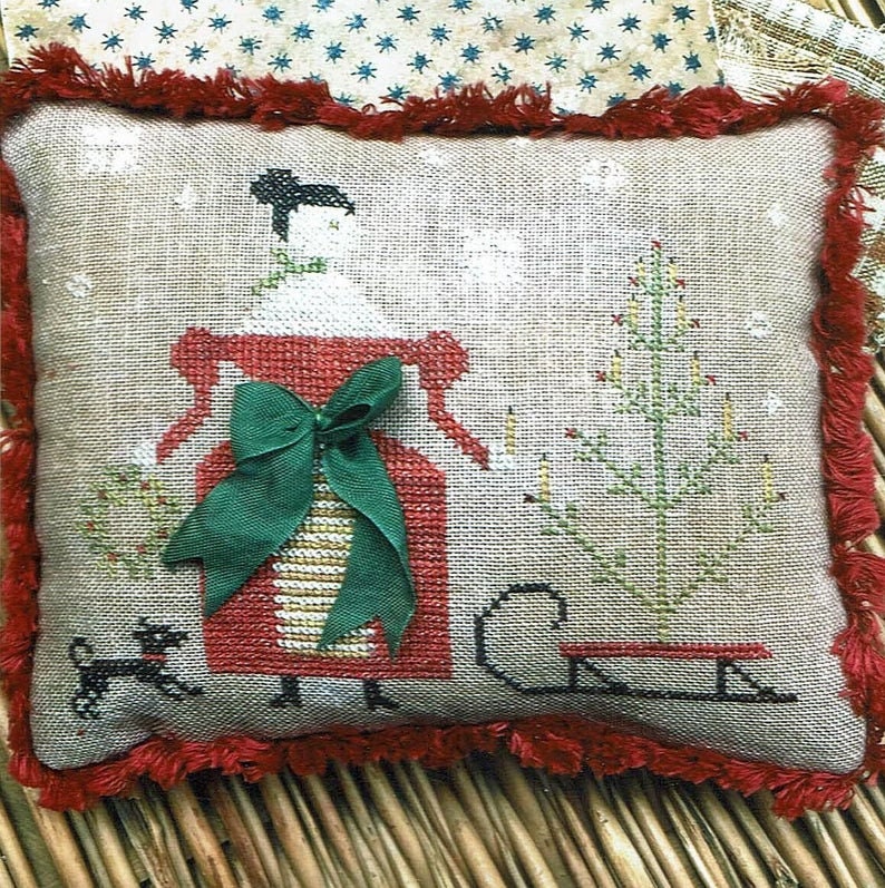 STACY NASH PRIMITIVES "Deck the Halls Pinkeep" Counted Cross Stitch Pattern, Christmas, Winter, Holidays, Chart, Pattern Only