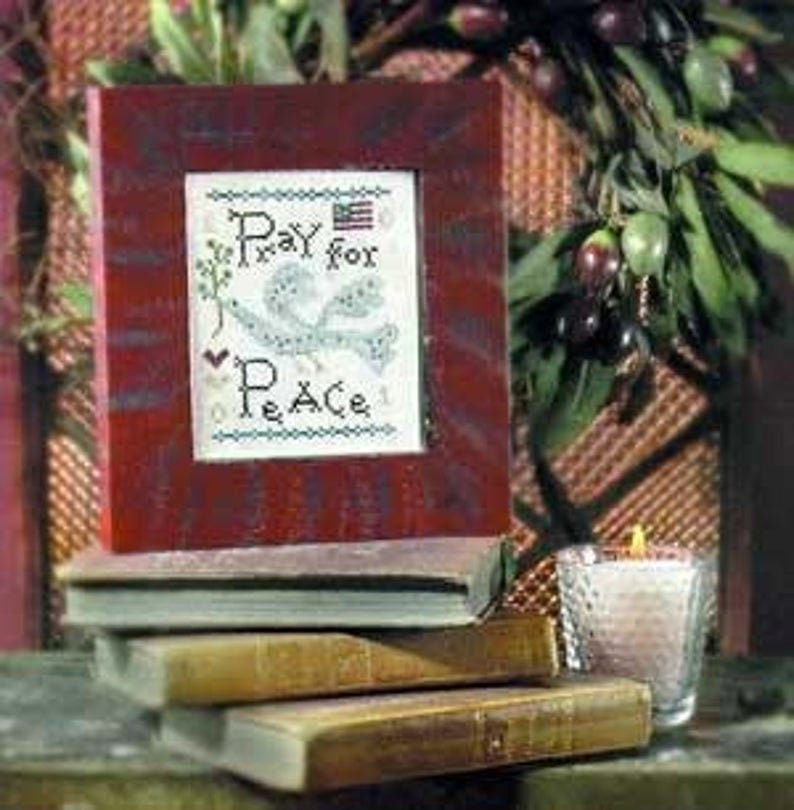 BIRDS OF a FEATHER "Pray for Peace" Counted Cross Stitch Pattern, American Flag, Americana, Chart, Pattern Only